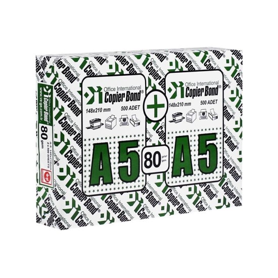 Copier Bond A5 Fotokopi Kağıdı 80 g 1 Koli 5 Paket (5000 Sayfa)